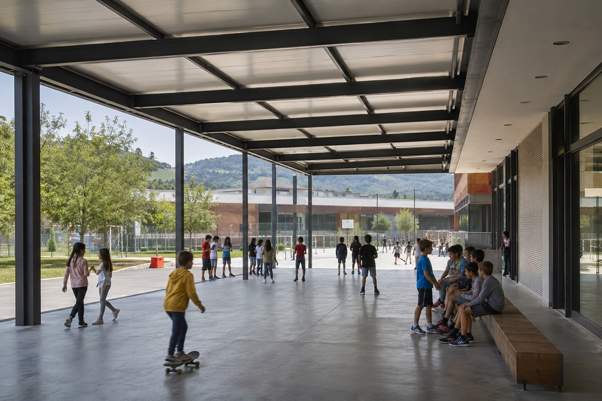 Espacios cubiertos en colegios